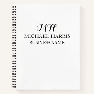 Beruflich Black Monogram Initial Business Notizbuch