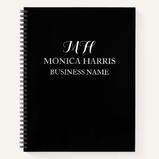 Beruflich Black Monogram Initial Business Notizbuch