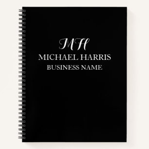 Beruflich Black Monogram Initial Business Notizbuch