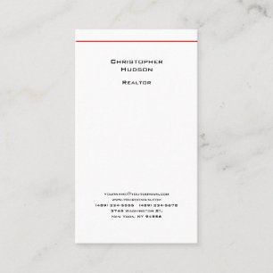 Beruflich Black Red White Simple Schlicht Realtor Visitenkarte