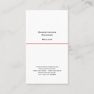 Beruflich Black Red White Simple Schlicht Realtor Visitenkarte