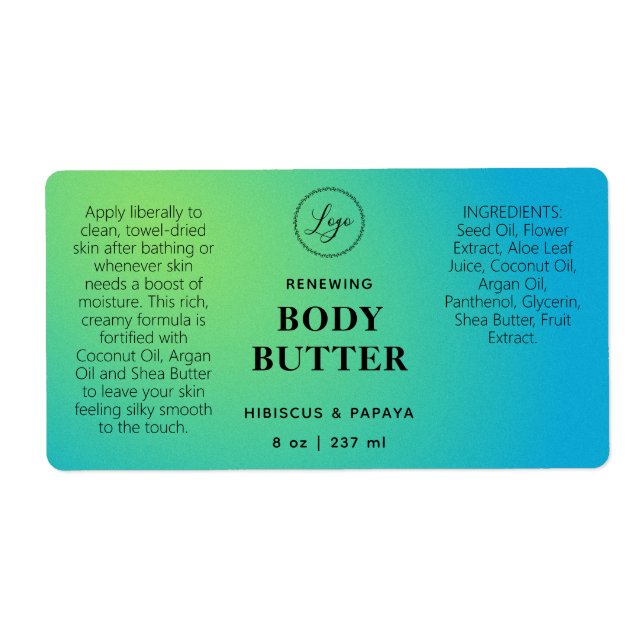 Beruflich-blaugrüne Body-Butter-Etiketten (Vorne)