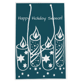 Beruflich Blue Candles Happy Holiday Season Mittlere Geschenktüte