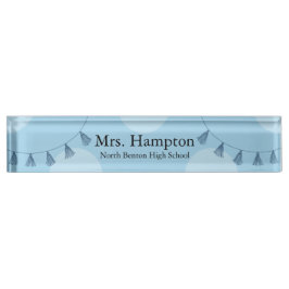 Beruflich Blue Polka Dot Teacher Namensplakette