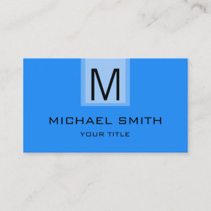 Beruflich Blue Solid Color Monogram Visitenkarte