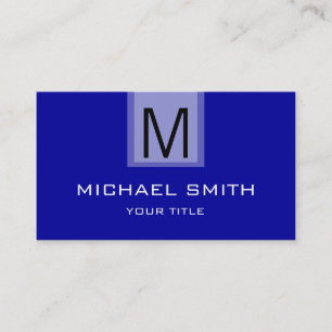 Beruflich Blue Solid Color Monogram Visitenkarte
