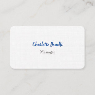 Beruflich Blue White Minimalistisch Premium Liner Visitenkarte