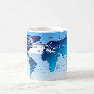 Beruflich Blue World Map Kaffeetasse