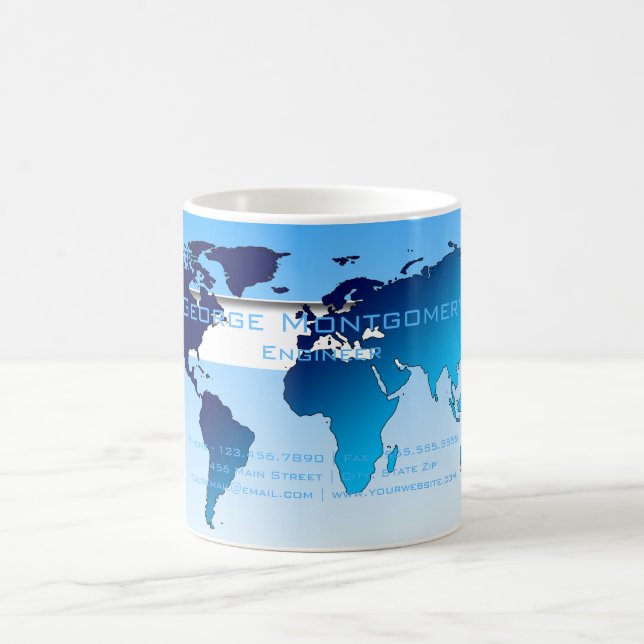 Beruflich Blue World Map Kaffeetasse (Mittel)