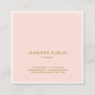 Beruflich Blush Pink Gold Elegante Luxus Schlicht Quadratische Visitenkarte