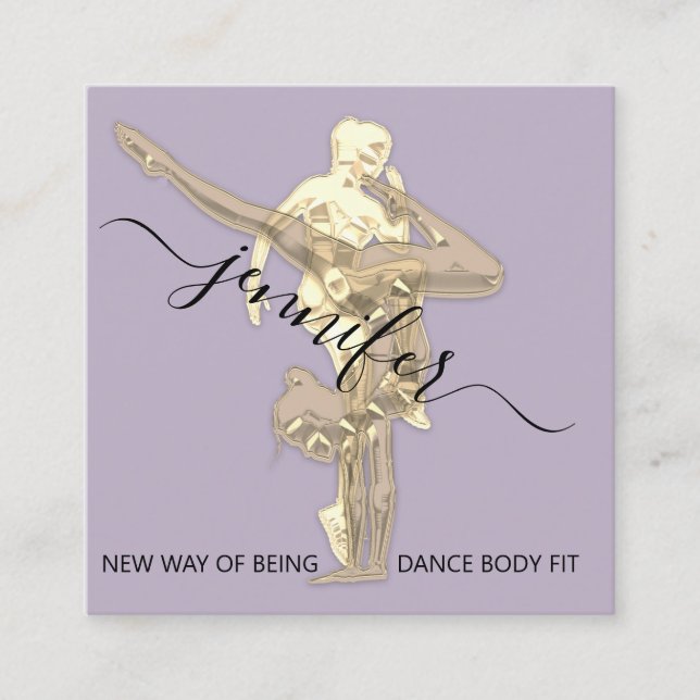 Beruflich Body Fitness Dance Couch QRCODE Gold Quadratische Visitenkarte (Vorderseite)
