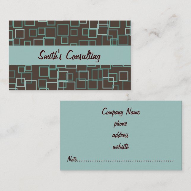 Beruflich Brown Aqua Business Card Visitenkarte (Vorne/Hinten)