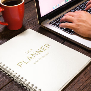 Beruflich Business Gold & White Quote 2024 Planer
