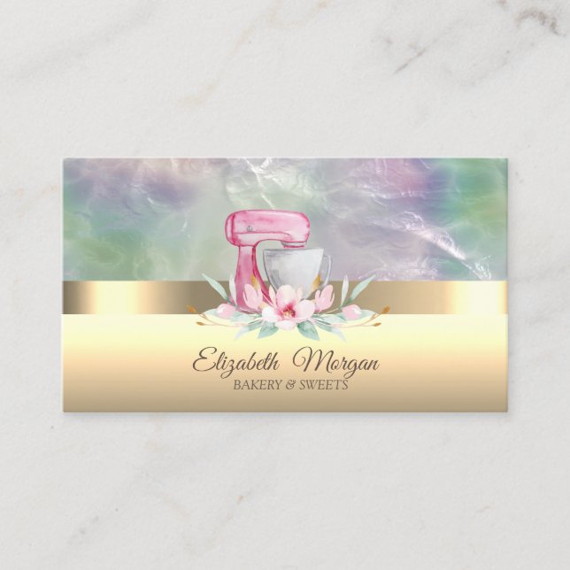 Beruflich Cake Mixer Blume Holographic Pearl Visitenkarte (Vorderseite)