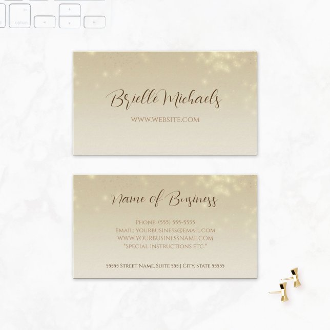 Beruflich Champaign Gold Minimal Subtile Sparkle Visitenkarte (Professional Champaign Gold Minimal Subtle Sparkle Business Cards)