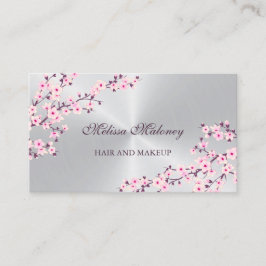Beruflich Cherry Blossom Pink Silver Visitenkarte