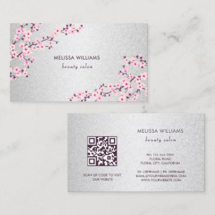 Beruflich Cherry Blossom Pink Silver Visitenkarte