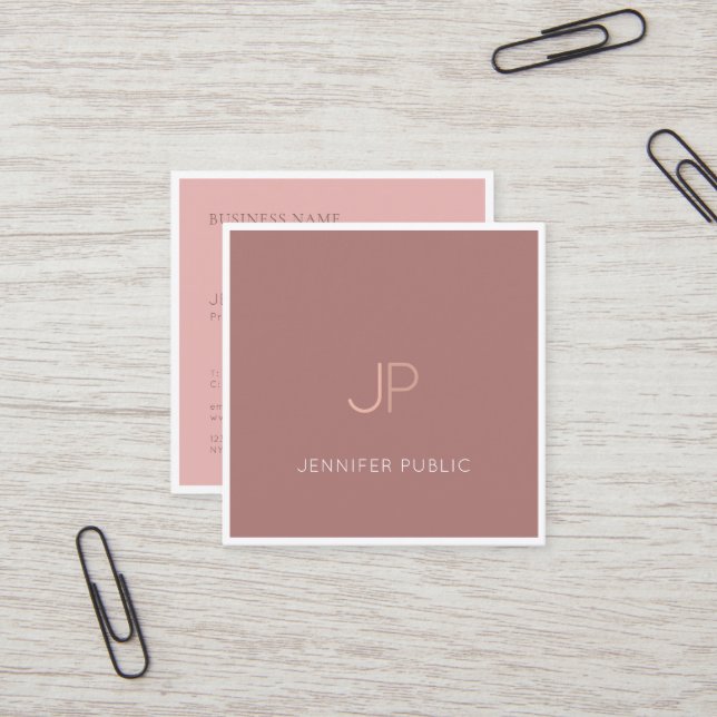 Beruflich Chic Clean Design Monogram Schlicht Luxe Quadratische Visitenkarte (Vorderseite/Rückseite Beispiel)