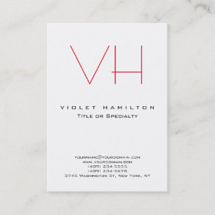 Beruflich Chic Monogram Red White Modern Visitenkarte