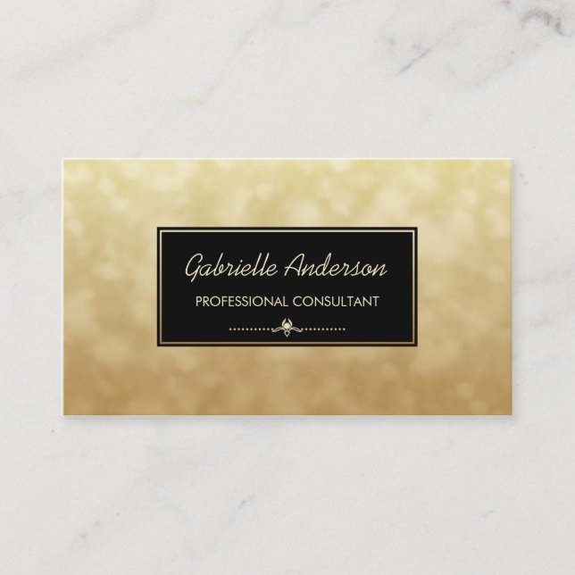 Beruflich Consultant Black Gold Glamour Bokeh Visitenkarte (Vorderseite)