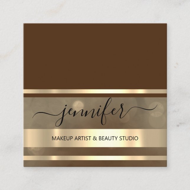 Beruflich Consulting Friseur Gold Brown Quadratische Visitenkarte (Vorderseite)