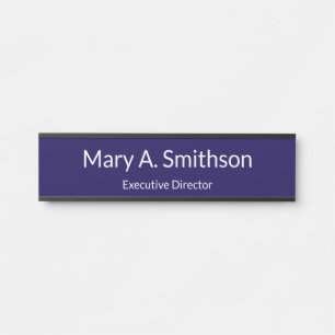 Beruflich Dark Blue White Name Job Title Office Türschild