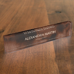 Beruflich Earth Tone Brown Name Office Namensplakette