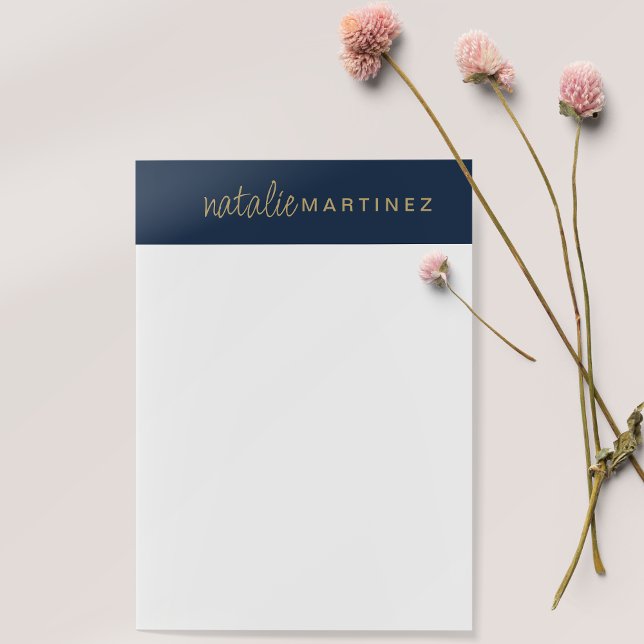 Beruflich Elegant Blue Gold Personalisiert Grosses Post-it Klebezettel (Von Creator hochgeladen)