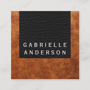 Beruflich Elegant Brown Leather Quadratische Visitenkarte