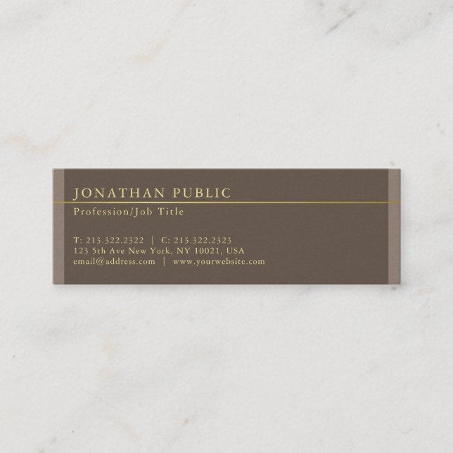Beruflich Elegant Brown Pearl Finish Luxury Mini Visitenkarte (Vorderseite)