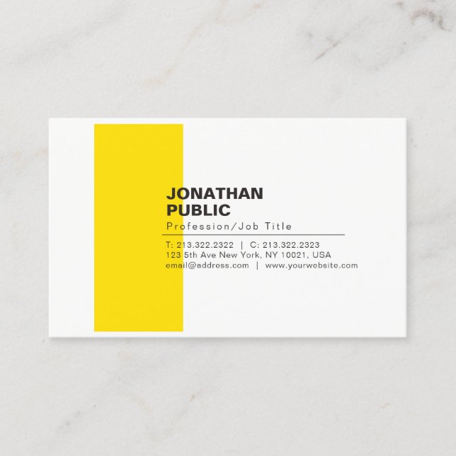 Beruflich Elegant Creative White Yellow Schlicht Visitenkarte (Vorderseite)