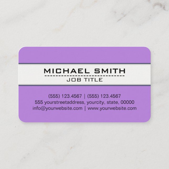 Beruflich Elegant Moderner Lavendel Minimalistisch Visitenkarte (Rückseite)