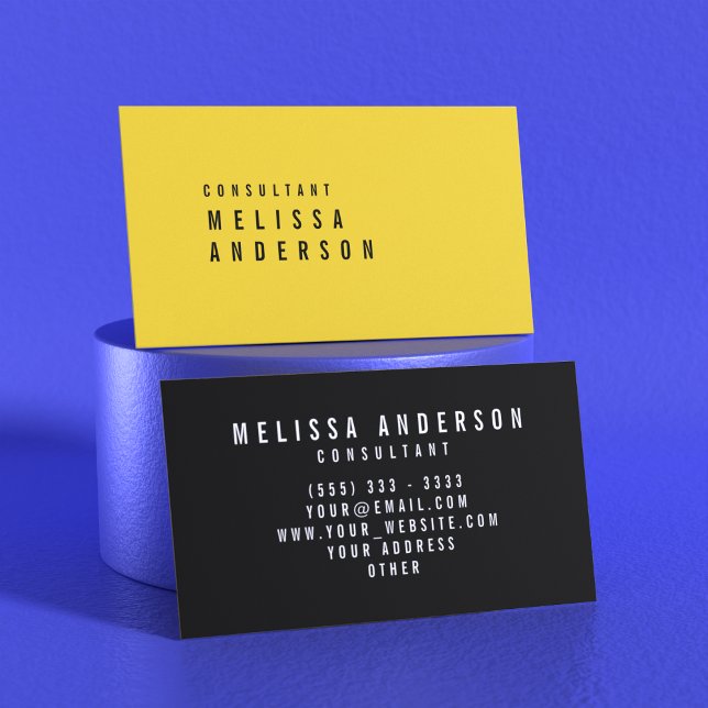 Beruflich Elegant Modernes Minimalistisches Gelb Visitenkarte (Professional Elegant Modern Minimalist Yellow Business Card Perspective)