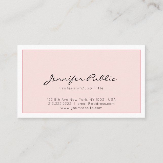 Beruflich Elegant Rosa Minimalistisch Schlicht Tre Visitenkarte (Vorderseite)
