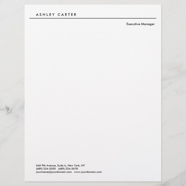 Beruflich-elegant-weiß schlicht-minimalistisch mod briefbogen (Vorderseite)