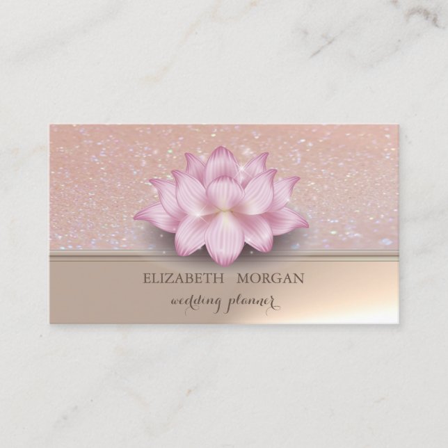 Beruflich Elegante Chic Glittery Lotus Blume Visitenkarte (Vorderseite)