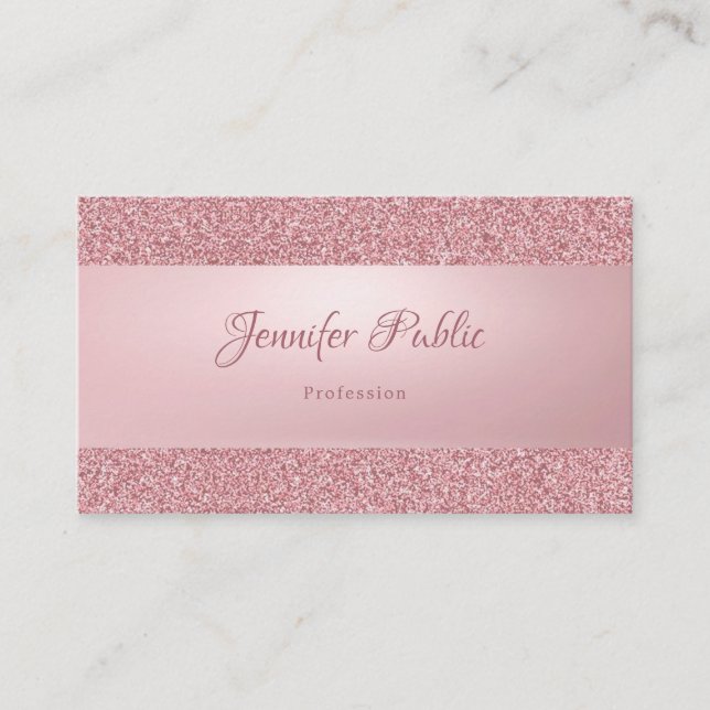 Beruflich Elegante Rose Gold Glitzer Moderne Visitenkarte (Vorderseite)