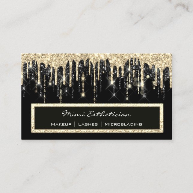 Beruflich Event Eyelash Makeup Gold Black Tropfen Visitenkarte (Vorderseite)