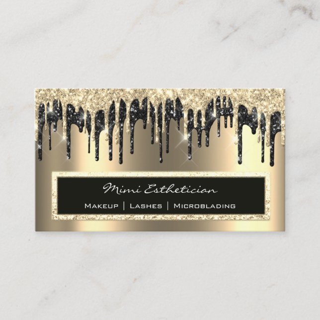 Beruflich Event Eyelash Sepia Gold Black Tropfen Visitenkarte (Vorderseite)