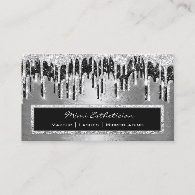 Beruflich Event Eyelash Silver Black Tropfen Metal Visitenkarte (Vorderseite)