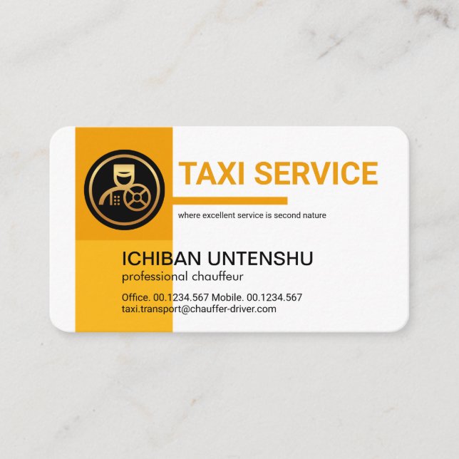 Beruflich Gelbe Taxibeere Chauffeur Visitenkarte (Vorderseite)