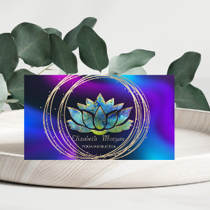 Beruflich, Gold Circles Lotus Dark Holographic Visitenkarte
