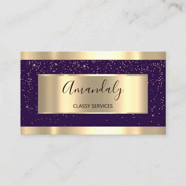 Beruflich Gold Friseur Event Planner Violet Visitenkarte (Vorderseite)