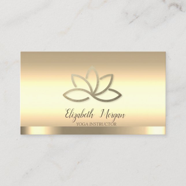 Beruflich Gold Lotus Blume Yoga Instructor Visitenkarte (Vorderseite)