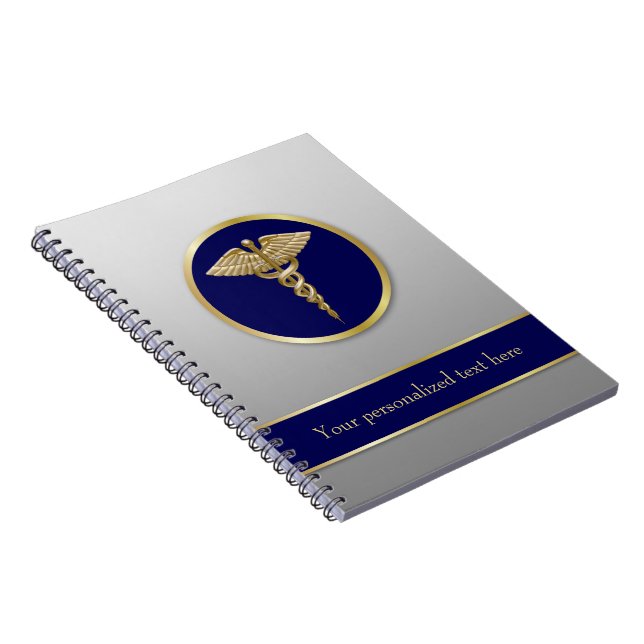 Beruflich Gold Medical Caduceus Blue Notizblock (Rechte Seite)