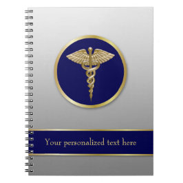 Beruflich Gold Medical Caduceus Blue Notizblock