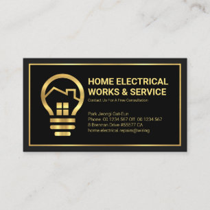 Beruflich Gold Zuhause Electric Bulb Visitenkarte