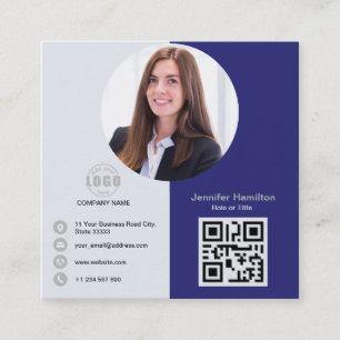 Beruflich Grau Hinzufügen Ihres Foto QR Code Squar Quadratische Visitenkarte