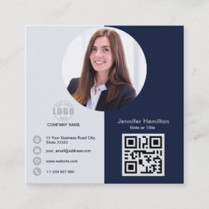 Beruflich Grau Hinzufügen Ihres Foto QR Code Squar Quadratische Visitenkarte