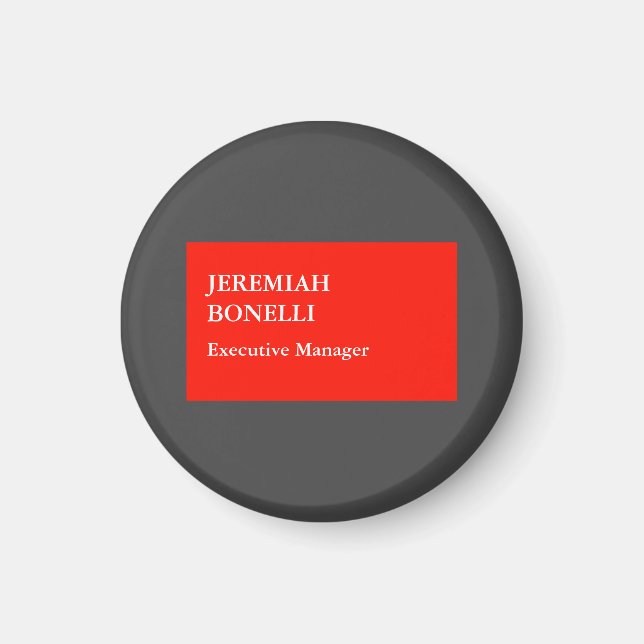Beruflich-grau-minimalistisch modern Ihr Name Magnet (Vorne)